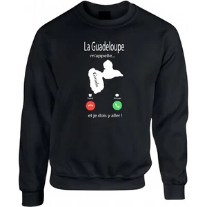 SWEAT SHIRT SANS CAPUCHE  HOMME LA GUADELOUPE M'APPELLE, GWADA DOM TOM - Picture 1 of 5