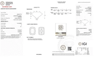 IGI Certified Lab Grown 5.10 Cts G Color SI1 Clarity CUSHION Cut CVD Diamond - Picture 1 of 10