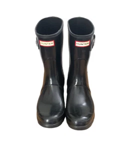 Hunter Original Short Gloss Black Rain/Snow Boots Size 7 - Picture 1 of 5