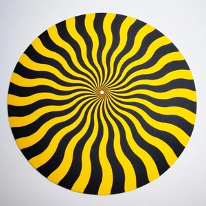~ Hot Wax Records ~ Custom Slip Mat ~ 12" ~ Seeing Swirl ~ Yellow & Black ~ - Picture 1 of 2