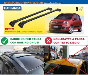 BARRE PORTATUTTO PORTABAGAGLI GEV PREMONTATE FIAT PANDA dal 2012 in poi 4824 - Foto 1 di 2