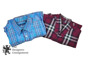 2 Burberry London Nova Check Dress Collared Button Down Shirts Mens Plaid - Picture 1 of 12