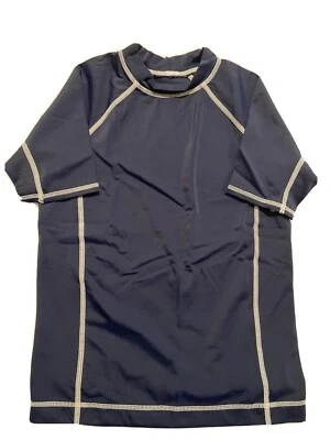 Lands End Little Boys Large Size 7 Short Sleeve Navy Blue Rash Guard New - Image 1 of 4
