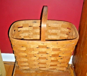 FREE Shipping! Appalachia American Antique Primitive Handmade Oak Handle Basket - Picture 1 of 12
