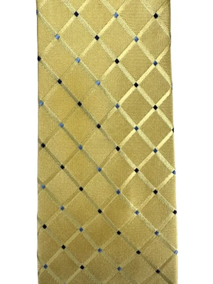 Corbata de seda NAUTICA para hombre dorada amarilla azul marino rejilla tejida Foto 1 de 3