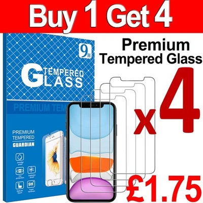 Tempered Glass Screen Protector For iPhone 17 16 15 14 13 12 11 Pro Max Plus XR - Image 1 of 4