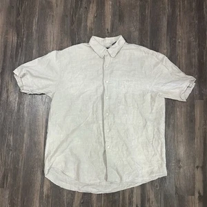 Vintage Gap Shirt Men’s Large Beige Tan Linen Blend Short Sleeve Y2K Summer - Picture 1 of 7