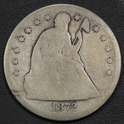 1872 CC Carson City Seated Liberty Silver Dollar $1 - Cleaned - Image 1 of 2