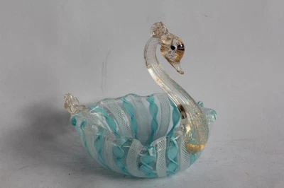 Vide poche Cygne verre Latticino Murano Italie Swan venetian glass (58368) - Photo 1/4