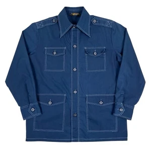 VTG Caribu by Briarcliff Blue Lightweight Barn Chore Work Jacket FLAWS Size M - Picture 1 of 17