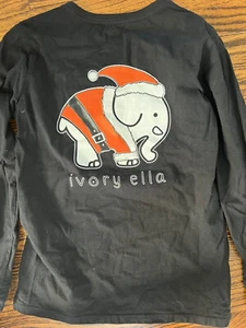 Ivory Ella Sz Small Long Sleeve T-Shirt  Black Christmas Santa Holiday Cotton - Picture 1 of 8