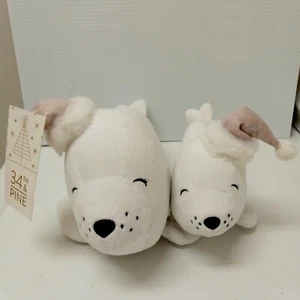 34th & Pine Holiday Plush Decor Seals Mom Baby Hat Winter Christmas Gift White - Picture 1 of 13