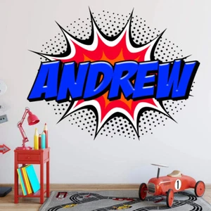 Calcomanía de pared de vinilo con nombre de cómic personalizada pegatina de superhéroe habitación de niños - GN7 - Imagen 1 de 16