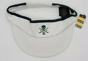 Ralph Lauren Rugby Skull/Crossbones White Embroidered Tennis Visor Hat OS One Sz - Picture 1 of 12