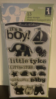 Juego de 13 estampillas acrílicas transparentes Inkadinkado 2007 #97605 bebé niño Foto 1 de 2