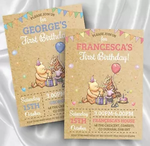 Personalised Winnie The Pooh Birthday Invitations Pooh Bear Party Invites x10 - Picture 1 of 3
