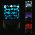 May All Your Wishes Come True Stars Swirls Birthday Led Night Light Sign Lamp