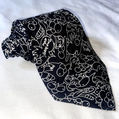 Винтажный мужской шелковый галстук 90-х Itchy & Scratchy Show The Simpsons Matt Groening - Изображение 1 из 3