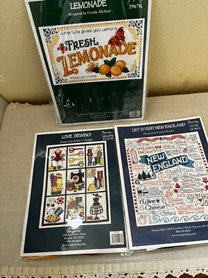 Imaginating Cross Stitch Love Sewing, New England, Lemonade Floss/Patterns NIP - Image 1 of 4