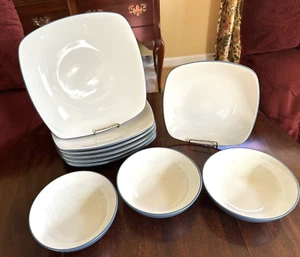 10 PC NORITAKE COLORWAVE BLUE Dinner & Salad PLATES, Cereal BOWLS Mint NeverUsed - Picture 1 of 9