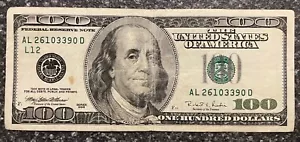 Series 1996 US One Hundred Dollar Bill Note $100 San Francisco ~ AL 26103390D - Picture 1 of 2