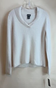Rafaella Angora Blend Sweater Women S Ivory Pullover Collared NWT - Picture 1 of 8