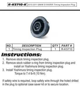 Black Timing Inspection Plug Yoshimura R-K5710-K For 10-11 BMW S1000RR - Picture 1 of 1