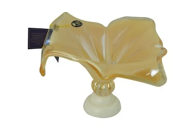  15" Inch Italian Murano Yellow Glass Dish Fruit Bowl Center Piece - Image 1 of 3