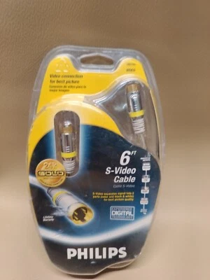 New Phillips S-Video Cable M62791 24K Gold Plated Connectors 6 Foot Long - Image 1 of 4