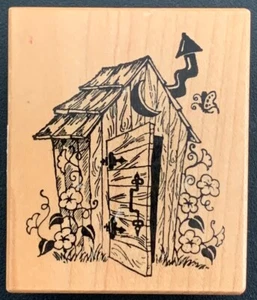 PSX F-1165 Old Country Outhouse Rubber Stamp - Picture 1 of 3