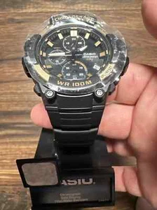 NEU Casio MCW110H-9AVR schwarz/gold Zifferblatt Chronograph Uhr 100M WR Datum Disp c40 - Bild 1 von 4