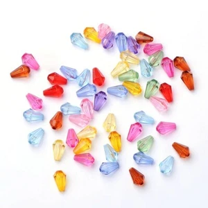 50 Acrylic Teardrop Beads Assorted Lot Faceted 9mm BULK Faceted Wholesale - Picture 1 of 2