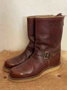 Vintage Wood Stream Country Gentleman Leather Zip Biker Boots Weinbrenner 10.5 N - Picture 1 of 23