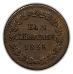 1855 German States Duchy of Nassau Ein Kreuzer - KM 67 - SKU-F3593 - Picture 1 of 4