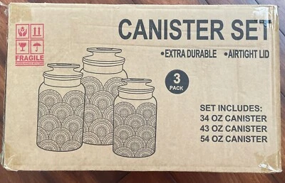 Juego de 3 recipientes de almacenamiento de alimentos Le'raze con tapas herméticas diseño retro elegante Foto 1 de 4