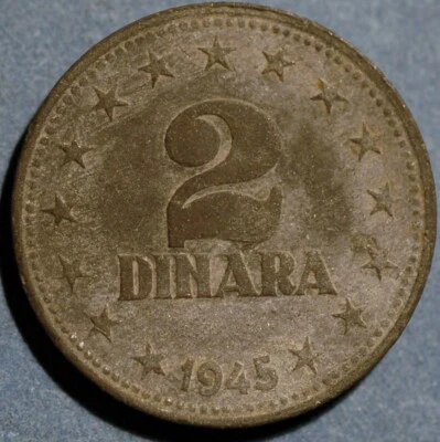 Yugoslavia 2 Dinara 1945 KM# 27 - Image 1 of 2