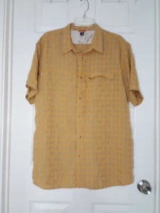 The North Face Button Shirt Mens Sz XL Orange/Gray Plaid SS Casual - Zip Pocket - Picture 1 of 4