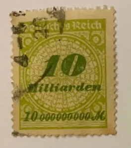 Germany Cancelled Stamp Deutsch Reich 10 Milliarden Marks 1923 - Picture 1 of 4