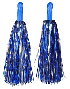 Just Pretend Cheerleader Pom-Poms (Pair)Kids Toy Costume Accessory~Blue & Silver