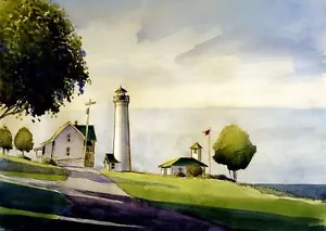 Tibbett's Point Lighthouse Hostel Lake Ontario St. Lawrence New York Art Prints - Picture 1 of 2