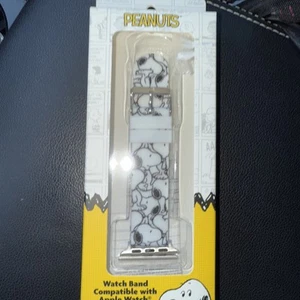 PEANUTS SNOOPY 20mm WATCH BAND Fits 38-40-41mm Apple Watch Black & White NIB - Zdjęcie 1 z 2