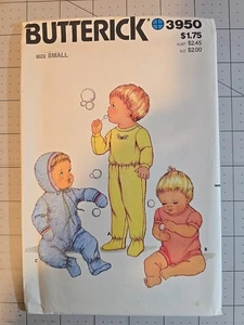 3950 Vtg 1970s Butterick Infants 1-piece Hooded PJ & Footed PJ UC Sz Sm 13-18 Lb - Picture 1 of 2
