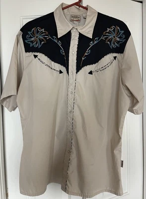 California Dragonfly Embroidered Western Shirt Pearl Buttons XL - Image 1 of 4