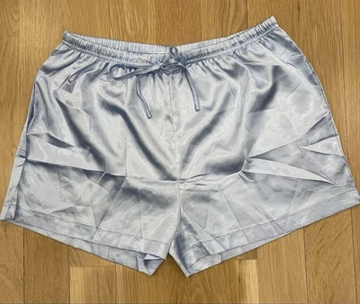 NUEVO CON ETIQUETAS Ekouaer Mujer Sexy Sedoso Satén Cintura Elástica Pijama Pantalones Cortos Plateado Azul L Foto 1 de 4