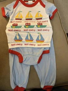 Vintage Doll Clothes Blue Sail Boat Outfit New Born New Smoke Free - Picture 1 of 4