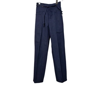 Vintage Girls 70s 80s Sz 7 Dark Wash Loose Fit Jeans Waist Tie Retro - Picture 1 of 8