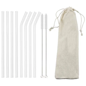 High Borosilicate Glass Straw Set Reusable Eco Friendly Drinking Straw - Picture 1 of 4