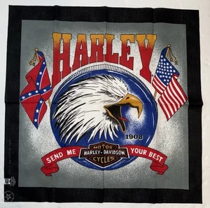 VTG 80s Genuine Harley Davidson Bald Eagle USA Flag Bandana NOS USA Pride Logo - Picture 1 of 2