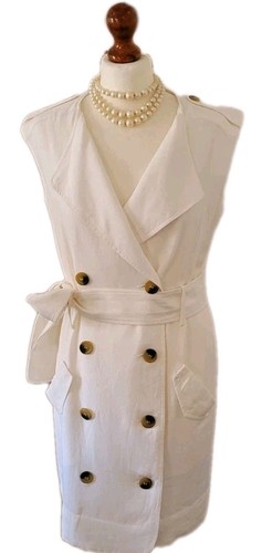 Abito Camicia Lino Mango Safari Off White Taglia M FR38 UK10