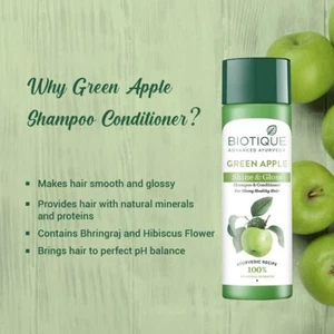 Biotique Green Apple Shine & Gloss Shampoo & Conditioner For Glossy Healthy Hair - Picture 1 of 15